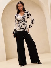Lipsy Black Floral  Tie Waist Top - Image 2 of 4
