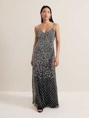 Phase Eight Black Alexia Sequin Dress - Image 1 of 7