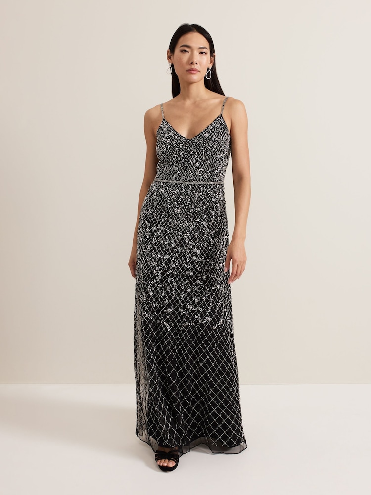 Phase Eight Black Alexia Sequin Dress - Image 1 of 7