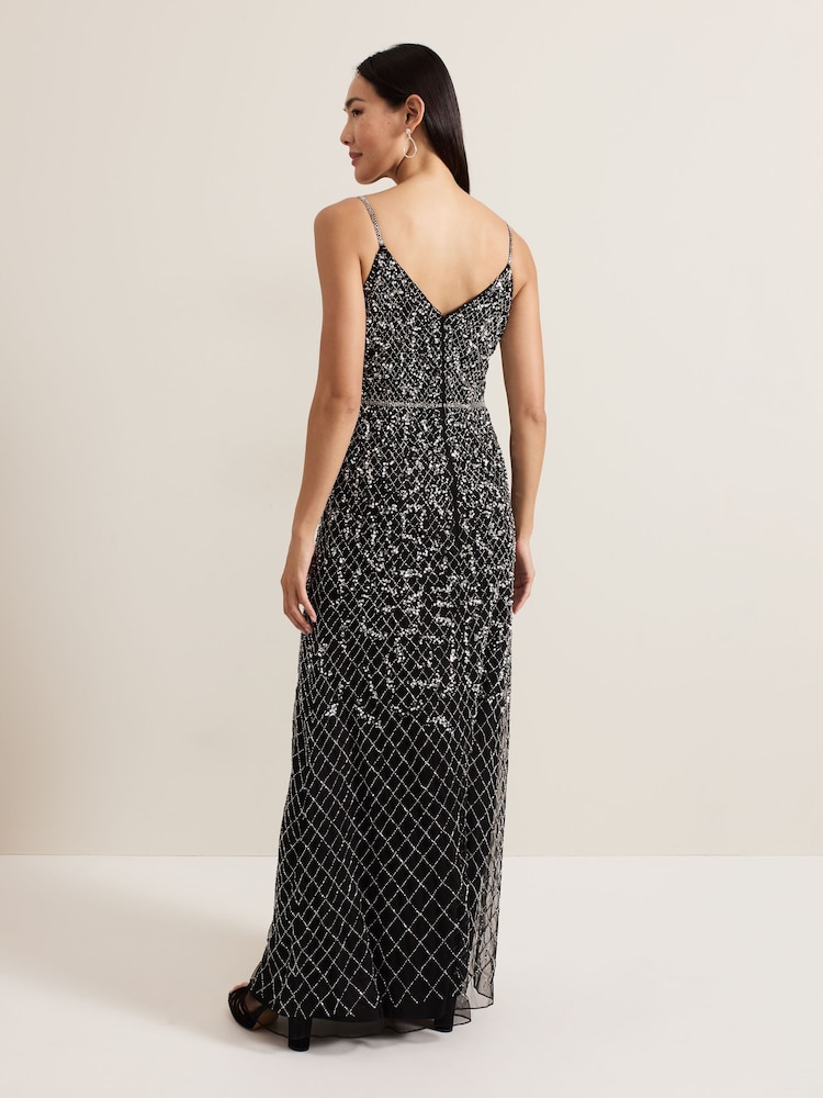 Phase Eight Black Alexia Sequin Dress - Image 2 of 7