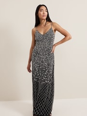 Phase Eight Black Alexia Sequin Dress - Image 3 of 7