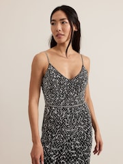 Phase Eight Black Alexia Sequin Dress - Image 4 of 7