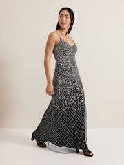Phase Eight Black Alexia Sequin Dress - Image 6 of 7