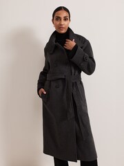 Phase Eight Grey Petite Paloma Funnel Neck Coat - Image 1 of 7