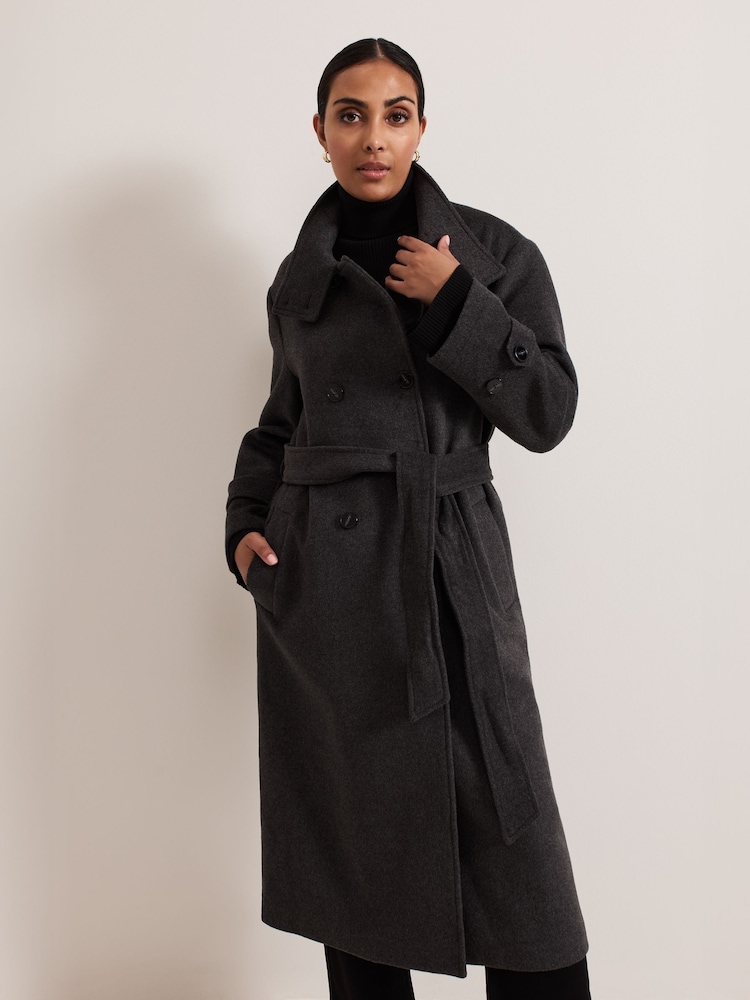 Phase Eight Grey Petite Paloma Funnel Neck Coat - Image 1 of 7