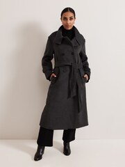 Phase Eight Grey Petite Paloma Funnel Neck Coat - Image 3 of 7