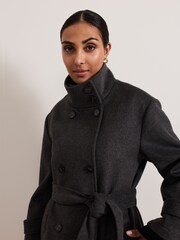 Phase Eight Grey Petite Paloma Funnel Neck Coat - Image 4 of 7