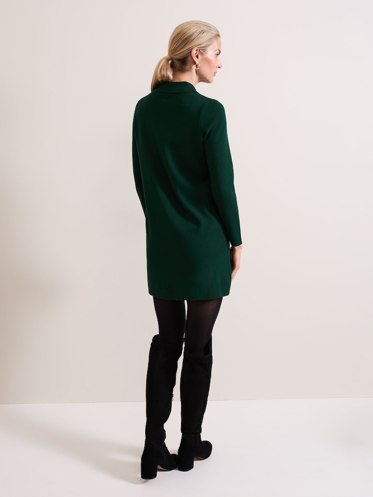 Phase Eight Green Azealia Fine Knit Collared Tunic Dress - Image 2 of 7
