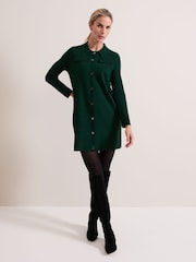 Phase Eight Green Azealia Fine Knit Collared Tunic Dress - Image 3 of 7