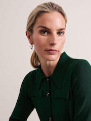 Phase Eight Green Azealia Fine Knit Collared Tunic Dress - Image 5 of 7