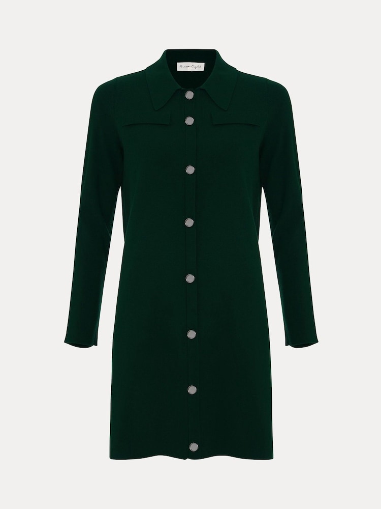 Phase Eight Green Azealia Fine Knit Collared Tunic Dress - Image 7 of 7