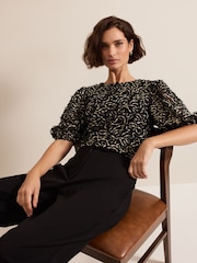 Phase Eight Black Ariella Textured Top - Image 6 of 9