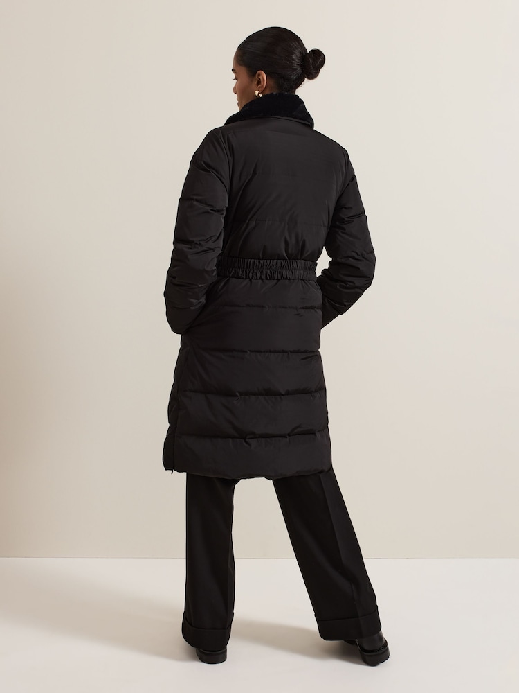 Phase Eight Black Kim Midi Faux Fur Puffer Coat - Image 2 of 7