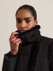 Phase Eight Black Kim Midi Faux Fur Puffer Coat - Image 5 of 7