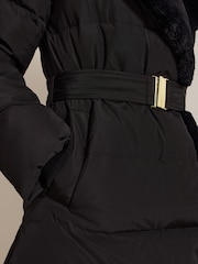Phase Eight Black Kim Midi Faux Fur Puffer Coat - Image 6 of 7