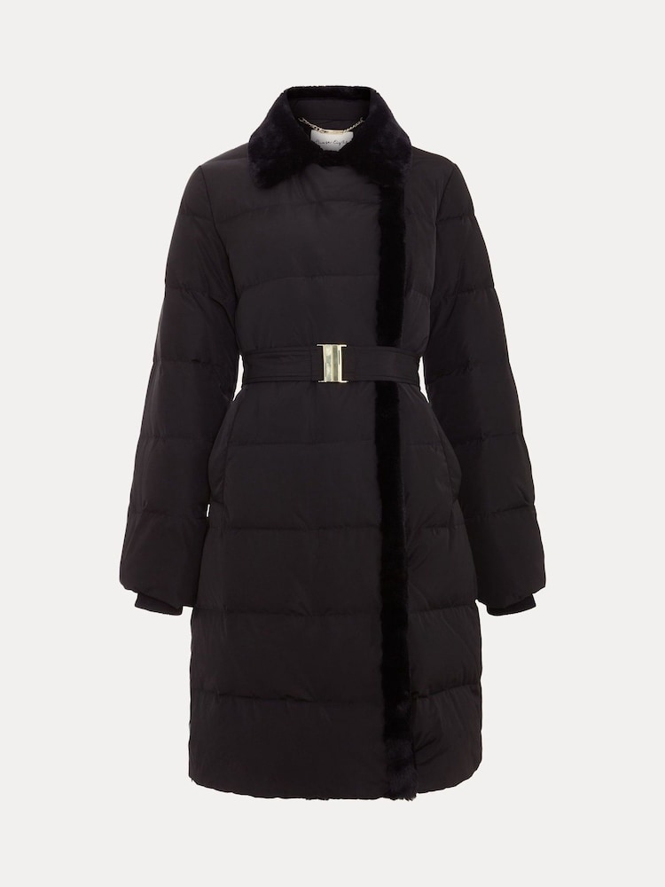Phase Eight Black Kim Midi Faux Fur Puffer Coat - Image 7 of 7