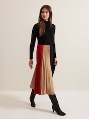 Phase Eight Black Petite Kiera Colourblock Woven Hem Midi Dress - Image 1 of 7