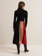 Phase Eight Black Petite Kiera Colourblock Woven Hem Midi Dress - Image 2 of 7