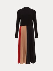 Phase Eight Black Petite Kiera Colourblock Woven Hem Midi Dress - Image 7 of 7
