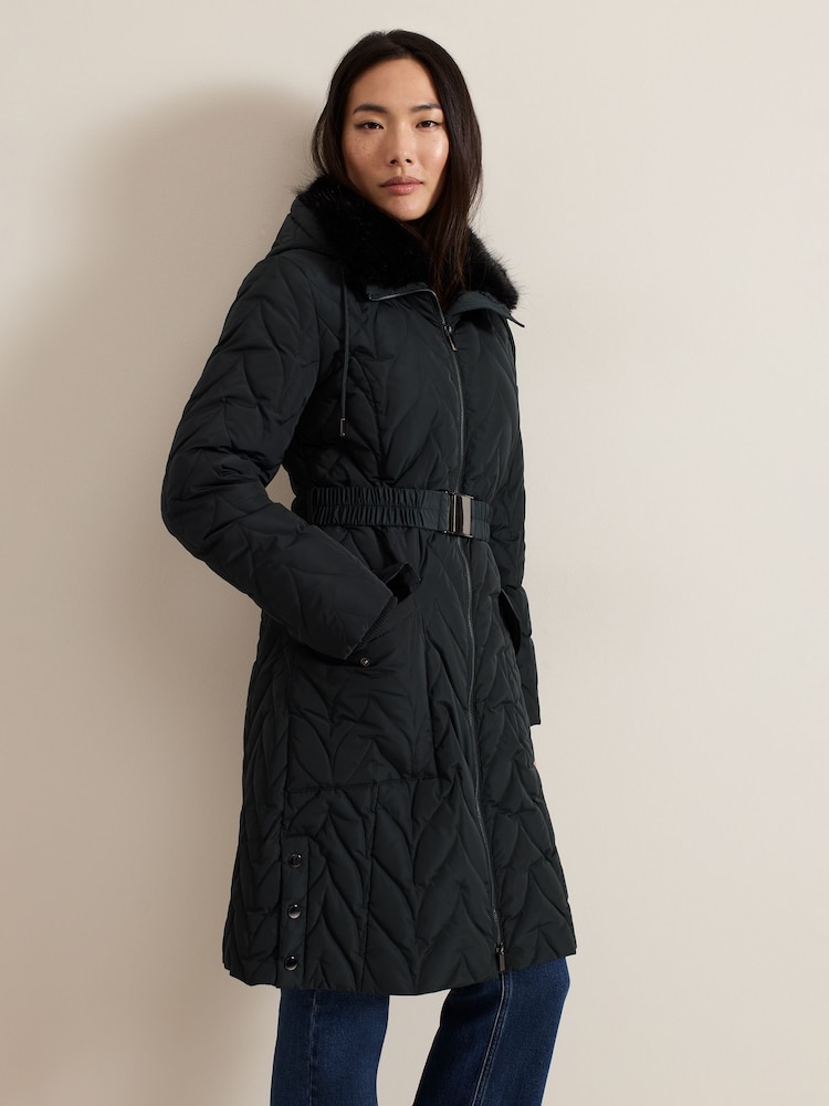 Phase Eight Black Hollie Midi Puffer Coat - Image 1 of 7