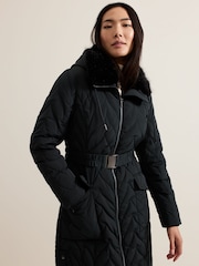 Phase Eight Black Hollie Midi Puffer Coat - Image 4 of 7