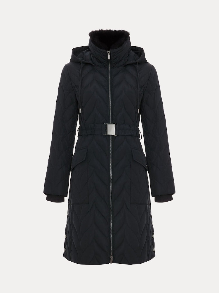Phase Eight Black Hollie Midi Puffer Coat - Image 7 of 7