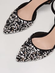 Phase Eight Black Velvet & Sequin Shoes - Image 4 of 7