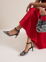 Phase Eight Black Velvet & Sequin Shoes - Image 6 of 7