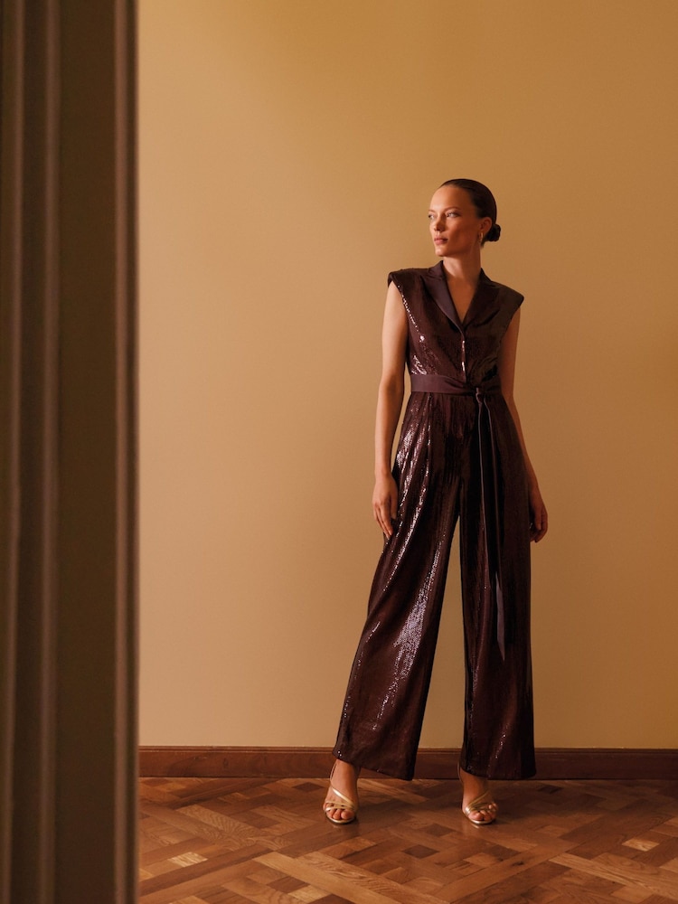 Phase Eight Red Ivey Sequin Jumpsuit - Image 1 of 8