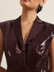 Phase Eight Red Ivey Sequin Jumpsuit - Image 5 of 8