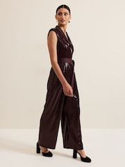 Phase Eight Red Ivey Sequin Jumpsuit - Image 6 of 8