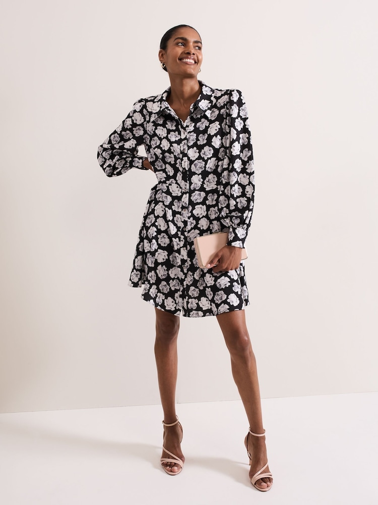 Phase Eight Black Selika Floral Dress - Image 3 of 7