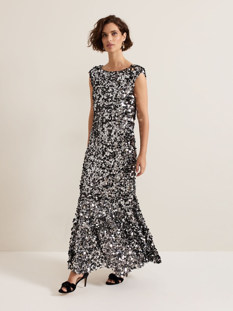 Phase Eight Black Nina Sequin Dress - Image 1 of 7