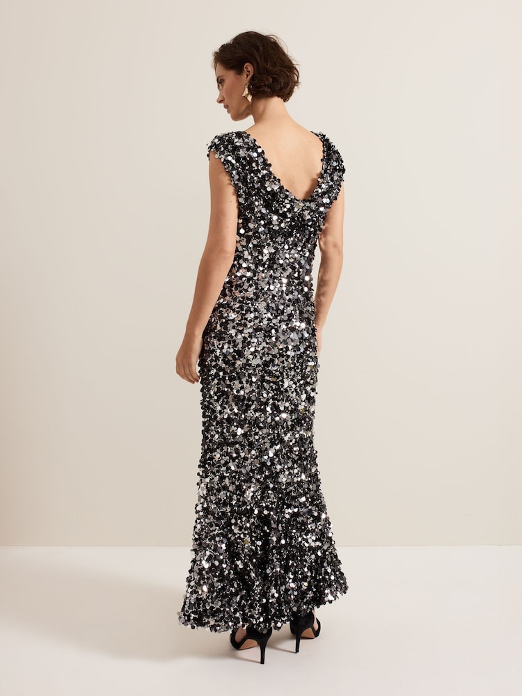 Phase Eight Black Nina Sequin Dress - Image 2 of 7