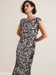 Phase Eight Black Nina Sequin Dress - Image 3 of 7