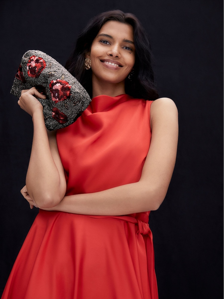 Phase Eight Red Jasleen Satin Dress - Image 2 of 10