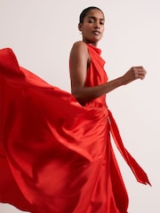 Phase Eight Red Jasleen Satin Dress - Image 7 of 10