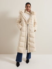 Phase Eight Natural Dixie Long Puffer Coat - Image 3 of 7