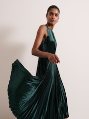 Phase Eight Green Velvet Simara Dress - Image 6 of 7