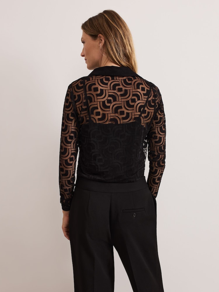 Phase Eight Black Phase Eight Vida Geo Burnout Black Top - Image 2 of 7