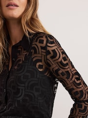 Phase Eight Black Phase Eight Vida Geo Burnout Black Top - Image 5 of 7