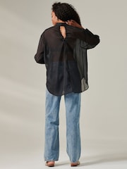 Jolie Moi Black Sheer Keyhole Back Shirt - Image 2 of 5