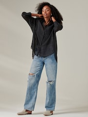 Jolie Moi Black Sheer Keyhole Back Shirt - Image 5 of 5
