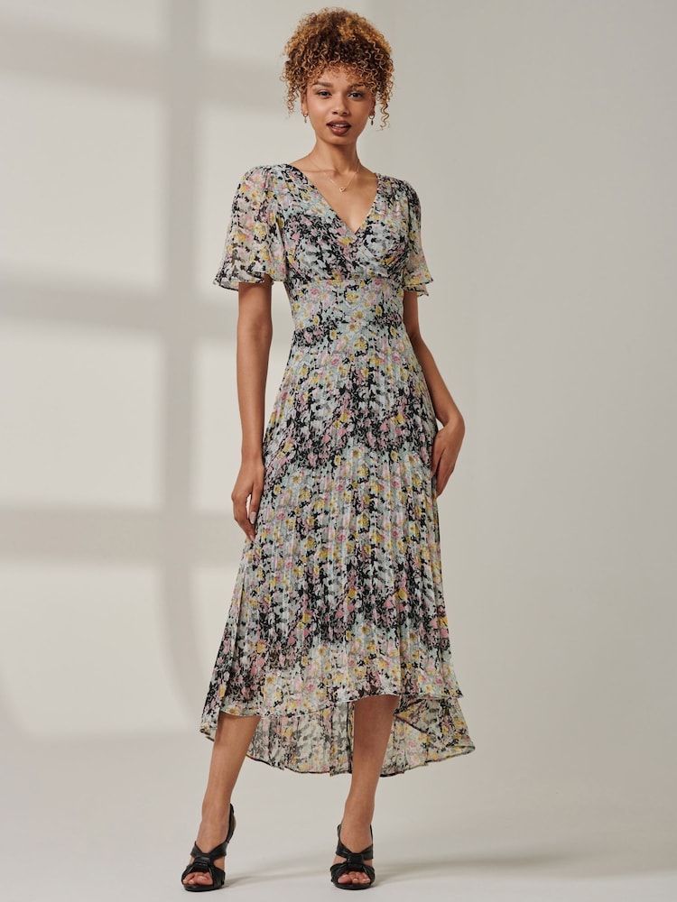 Jolie Moi Black Meagan V-Neck Chiffon Maxi Dress - Image 1 of 5 Jolie Moi Black Meagan V-Neck Chiffon Maxi Dress - Image 1 of 5