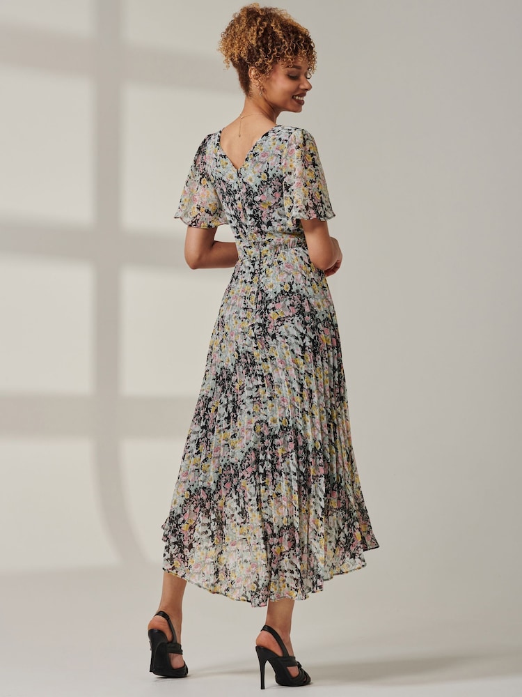 Jolie Moi Black Meagan V-Neck Chiffon Maxi Dress - Image 2 of 5