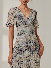 Jolie Moi Black Meagan V-Neck Chiffon Maxi Dress - Image 3 of 5