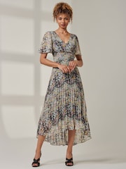 Jolie Moi Black Meagan V-Neck Chiffon Maxi Dress - Image 4 of 5