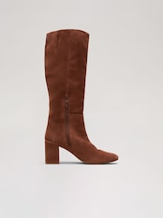 Phase Eight Natural Tan Suede Knee Boots - Image 3 of 6