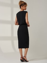 Jolie Moi Black Kira Tiered Draped Bodycon Dress - Image 2 of 6