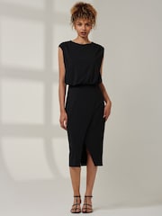 Jolie Moi Black Kira Tiered Draped Bodycon Dress - Image 5 of 6